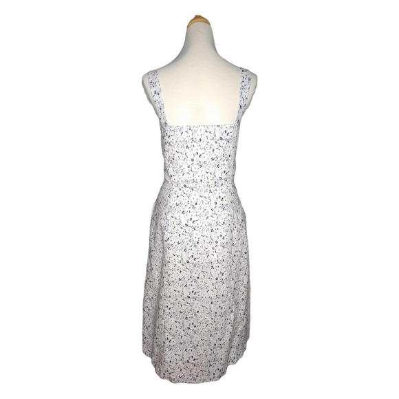 Gap White Grey Black Floral Linen Bib Front Button Down Dress w Pockets 16 Tall - Picture 6 of 9